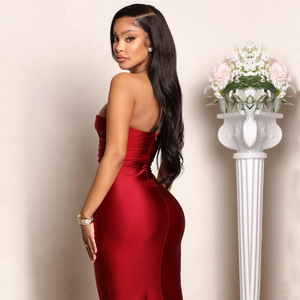 Robe de <span class=keywords><strong>soirée</strong></span> longue en satin à une épaule, grande taille, haute couture, élégante et sexy pour femmes - Product Image 5