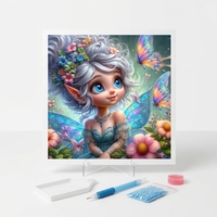 Peinture Diamant 5D Papillon Fée Mignon Fleur Kit Complet DIY Personnalisé pour Adultes Enfants Cadeau 50x50cm