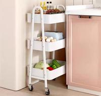 Zenewood Organisateur de stockage à roulettes à 3 niveaux avec 3 petits paniers Chariot utilitaire avec roulettes