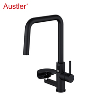 trou tasse rondelle mat noir en acier inoxydable retirer pulvérisateur évier robinet de cuisine avec verre rinceur