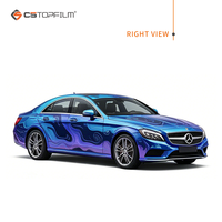 Vinilo Personalizado para Rotulación de Autos, Diseño Iridiscente en Degradado Azul Coral, para Mercedes-Benz CLS, Cambio de Color Completo