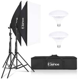 Kshioe Softbox <b>Lighting</b> Kit 20 X 27 Inch E27 Socket Aluminum Portable Photo Studio Equipment With <b>Bulbs</b> - Product Image 1