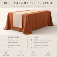 Nappe de table hôtelière double épaisseur à bords bruts 25-30cm pour mariages et banquets, vente en gros, logo personnalisé, fournisseur OEM ODM