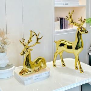 Décoration de Noël pour la maison, ornement de cerf, décoration de fête, cadeaux d'ambiance, art populaire sculpté, artisanat en résine époxy - Product Image 3