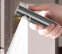 Ensemble de douche domestique Piano Key avec pistolet pressurisé puissant, pommeau de douche gris, robinets thermostatiques et plusieurs modes de pulvérisation pour salle de bain