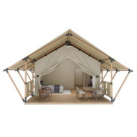 Tente Safari Robuste en Toile Oxford PVC Imperméable Double Couche Quatre Saisons pour Glamping Hôtelier, Idéale pour Couples et Familles lors d'Événements Extérieurs