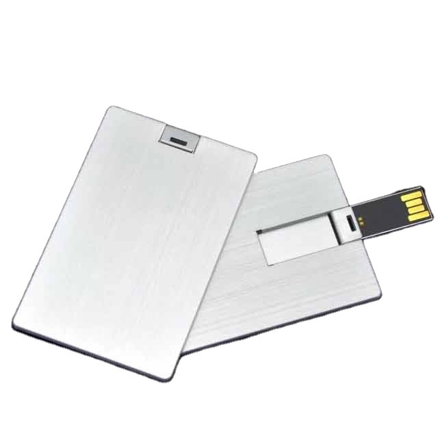Slim Metal Business USB Flash Drive Pen 8GB to 128GB Capacities Customizable Logos Flip Card Style with 2.0 Interface