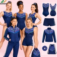 Pakaian Senam Studio Tari untuk Tim Senam, Jaket Pemanasan, Celana Pendek, Ikat Rambut, Tas, Leotard Senam Tanpa Lengan untuk Anak Perempuan