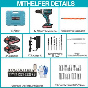 Hot Sale Cordless Drill <b>Set</b> 45NM Impact Drill <b>Set</b> 21V Variable Speed Electric Drill for Home DIY - Product Image 3