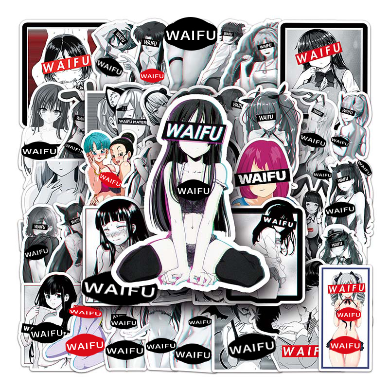 ホット販売50個Waifuセクシーな女の子アニメステッカー装飾