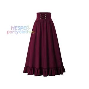 Jupe longue vintage élégante pour femme, taille haute, style victorien, gothique steampunk, à volants, pour cosplay et fête - Product Image 1