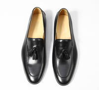 Mocassins pour hommes en cuir véritable, construction Goodyear, détails à pampilles, respirants, style professionnel, à enfiler, talon bas