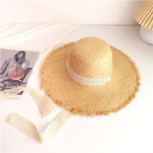 Grosir murah topi Fashion topi pria kepang rafia kertas topi jerami Fedora Panama