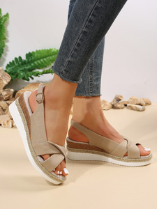2025 New European American Plus Size Women's <b>Sandals</b> <b>Wedge</b> Heel Thick Bottom Buckle Independent Station <b>Platform</b> Foreign Trade - Product Image 6