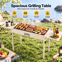 Barbecue portable pliable au charbon de bois 2-en-1 : Plancha et Gril pour le camping en extérieur, les fêtes et l'usage domestique