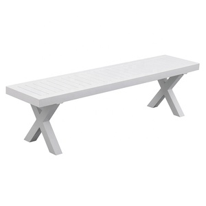 Nouvelle banquette moderne en <span class=keywords><strong>aluminium</strong></span> <span class=keywords><strong>blanc</strong></span> pour l'extérieur, patio, <span class=keywords><strong>jardin</strong></span>, parc, 3 places - Product Image 2