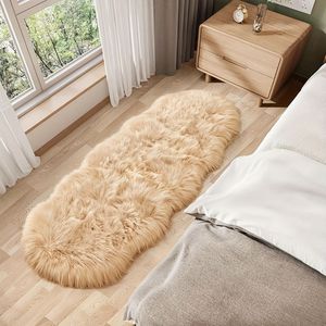 Imitation Wool <b>Sofa</b> Carpet Mat Rectangle Solid Color Anti Slip Home Bedroom Living Room <b>Floor</b> Rug - Product Image 2