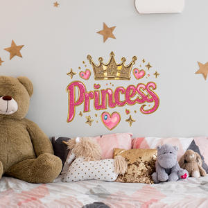 Adesivi <span class=keywords><strong>murali</strong></span> impermeabili autoadesivi con corona dorata rosa 'Principessa' per camerette di ragazze e soggiorni - Product Image 2