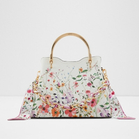 Sac à bandoulière élégant de créateur pour femmes, sacs à main de marque OEM et ODM avec fermeture éclair et chaînes, sacs à main pour dames avec impression florale métallique et foulard