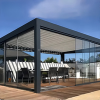 Pergola bioclimatique solaire en aluminium moderne - Design élégant, pavillon extérieur imperméable pour les extérieurs de maisons contemporaines