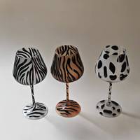 Gelas Anggur Merah Kristal Motif Harimau Leopard Lukis Kreatif Grosir, Desain Minimalis Tanpa Gagang, Kapasitas 401-500ml