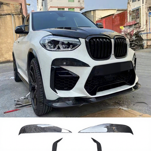 For X3M X4M F97 F98 Auto Tuning Luxury Carbon Fiber Front Bumper Side <b>Splitters</b> Canards Trims Spoiler Black High Polished New - Product Image 1