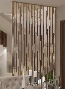 Vàng trang trí phòng ăn chia màn hình bespoke thiết kế thanh lịch nhà hàng hội trường nền tảng nghệ thuật bảng phân vùng - Product Image 3