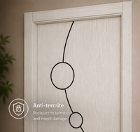 Porte intérieure composite anti-fissures en WPC avec revêtement PVC personnalisé, motif sculpté, pour la décoration de maisons, villas et hôtels