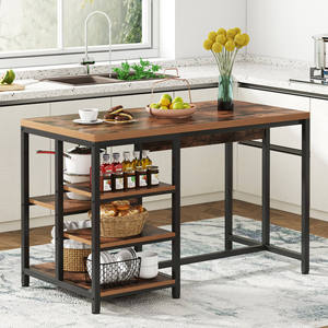<span class=keywords><strong>Table</strong></span> <span class=keywords><strong>de</strong></span> <span class=keywords><strong>cuisine</strong></span>/îlot <span class=keywords><strong>de</strong></span> salle à manger convertible <span class=keywords><strong>en</strong></span> bois <span class=keywords><strong>de</strong></span> style industriel moderne avec rangement, expédiée par la poste - Product Image 2