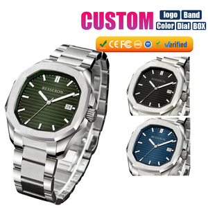 Diseña Tu Propio Reloj de Pulsera de Lujo de Alta Calidad con Logotipo, Relojes de Pulsera de Cuarzo de Acero Inoxidable para Hombre, Resistentes al Agua, OEM - Product Image 1