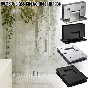90°/180° Stainless Steel <b>Glass</b> <b>Hinges</b> Heavy Duty <b>Glass</b> Bracket Clamp Bathroom Shower <b>Door</b> Support Clip for Wall / <b>Glass</b>-to-<b>Glass</b> - Product Image 1