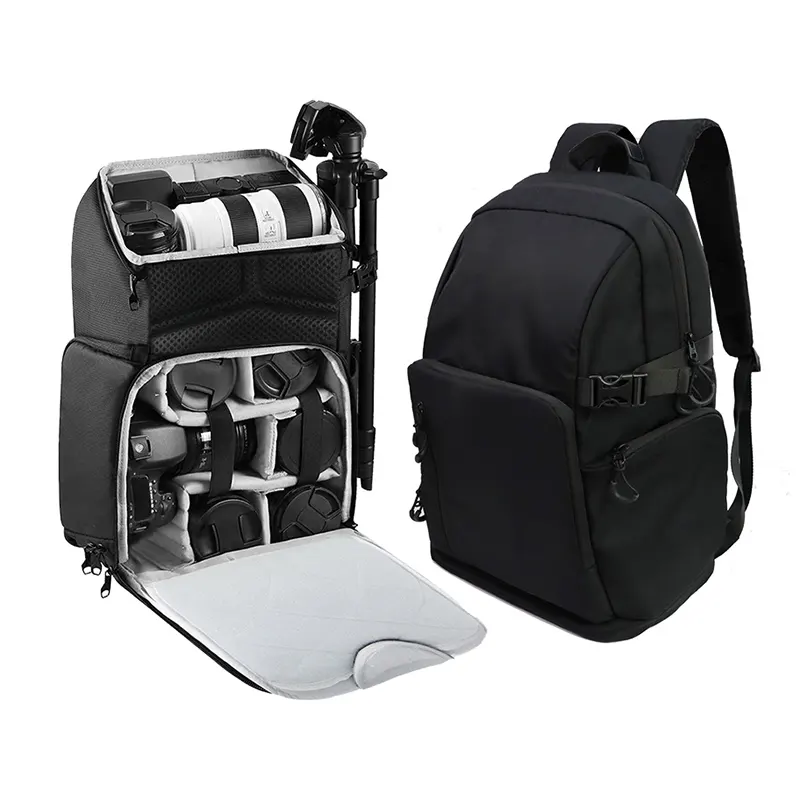 Large Custom Pattern Travel Waterproof Breathable Nylon Camera Backpack For Photography