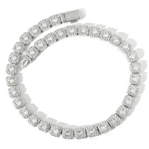 Fashion sterling silver <strong>white</strong> <strong>gold</strong> 13mm <strong>diamond</strong> tennis <strong>chain</strong> hip hop <strong>men</strong> moissanite jewelry - Product Image 1