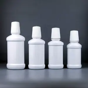 hersteller 50 ml 200 ml 500 ml leere rPET-mondwasserflasche aus kunststoff mit becher pet