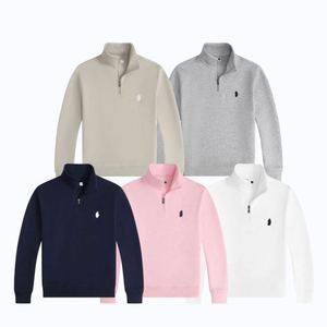 Sweat-shirt à capuche mi-zippé pour homme de la marque de luxe Ralphes, broderie de haute qualité, pull tricoté tendance Laurenes, sweat-shirt décontracté - Product Image 1