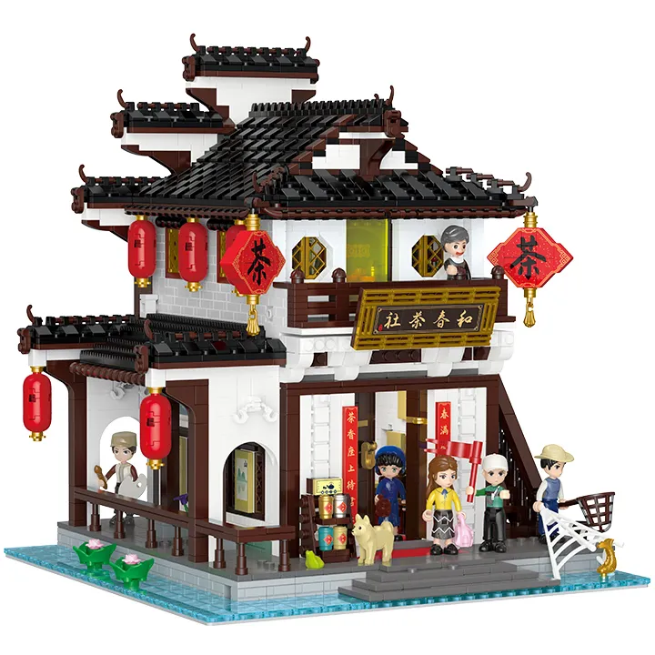 Xingbao 01034 Riverside Town Teahouse Building Toys Street View Architecture