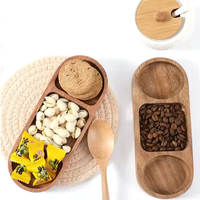 Plateau de petit-déjeuner moderne de style japonais en bois d'acacia/ébène, plateau en bois multi-tailles pour collations, plateau pour le thé de l'après-midi