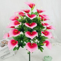 Fleurs artificielles, 24 têtes de lys Calla hauts teints à la main, style européen, pour décoration intérieure/extérieure, salon, en soie et EVA