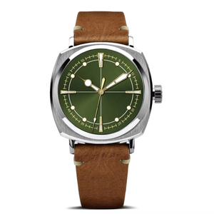 Orologio da <span class=keywords><strong>Uomo</strong></span> Sportivo con Movimento al Quarzo e Vetro Zaffiro, Logo Quadrante Personalizzabile, <span class=keywords><strong>Cinturino</strong></span> in <span class=keywords><strong>Acciaio</strong></span> Inossidabile 316L con <span class=keywords><strong>Cinturino</strong></span> in Pelle - Product Image 2