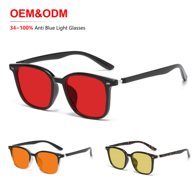 High End OEM Eyewear Bluelight Blocker Eyeglasses Computer Gaming Orange Red Lenses Custom Anti Blue-light Filter Glasses