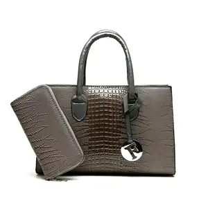 New Lady fashion Zipper Purse And Handbags set custom Lizard pattern PU leather made briefcase for women
