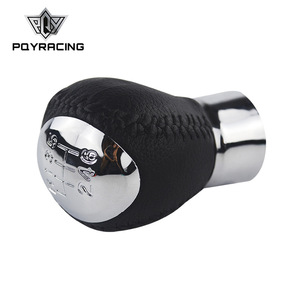 Poyracing Leather Gear <b>Shift</b> <b>Knob</b> 6-Speed Polished Chrome For Mazda 3 5 6 - Product Image 1