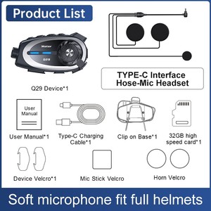 Auriculares para Casco de Motocicleta Q29 con Cámara 1080p Inalámbrica, Intercomunicador para 2 Personas, 500M, con Función de Compartir Música entre Varias Personas - Product Image 5