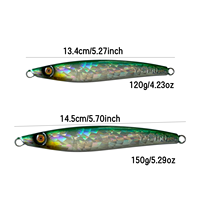 XUHANG JF41 Jig métallique à lancer lent avec doubles hameçons assistés anti-évasion 120-150g, leurre métallique lumineux UV pour thon