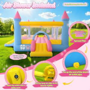 Grande structure <span class=keywords><strong>gonflable</strong></span> avec 3 toboggans, 19,2 pieds x 14,8 pieds x 8 pieds, double souffleur géant, 12-en-1, pour fête de jardin - Product Image 5