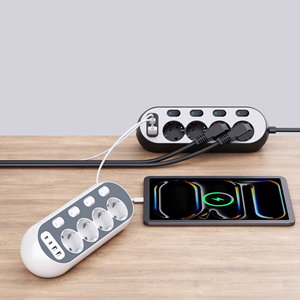 KC CE 4-Outlet Power Socket Extension Strip with 2 <b>USB</b> & 2 <b>C</b> 16A Electrical <b>Plug</b> for EU Overload Protector for Home Hospital Use - Product Image 1