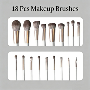 Ensemble <span class=keywords><strong>de</strong></span> 18 pinceaux <span class=keywords><strong>de</strong></span> <span class=keywords><strong>maquillage</strong></span> professionnels <span class=keywords><strong>de</strong></span> haute qualité à poils synthétiques et manche en bois, style estompeur, OEM/ODM, outils portables pour le visage, en vrac - Product Image 5