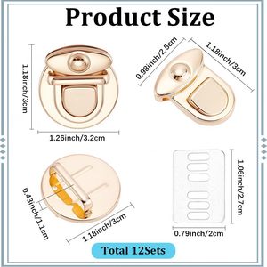 Pcs Round Purse Locks Gold <b>Metal</b> Iron Tuck Catch Buckle Fasteners Clasp <b>Wallet</b> Buckle - Product Image 2