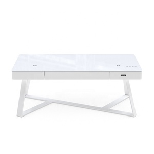 <span class=keywords><strong>Table</strong></span> basse intelligente 2022 avec haut-parleurs intégrés, verre trempé, deux ports USB 10W et chargement sans fil pour salon - Product Image 1