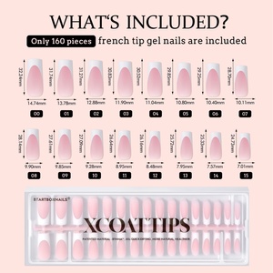 XCOATTIPS 160 Uñas Postizas Extra Largas Cuadradas Stiletto de Gel Suave con Punta Francesa, con Pegamento, Reutilizables, Venta al por Mayor - Product Image 6